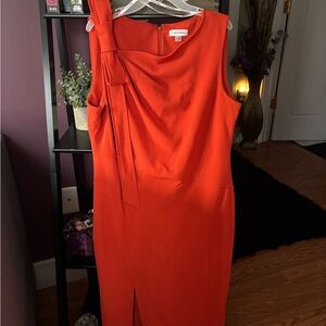 Calvin Klein One Shoulder Orange Dress